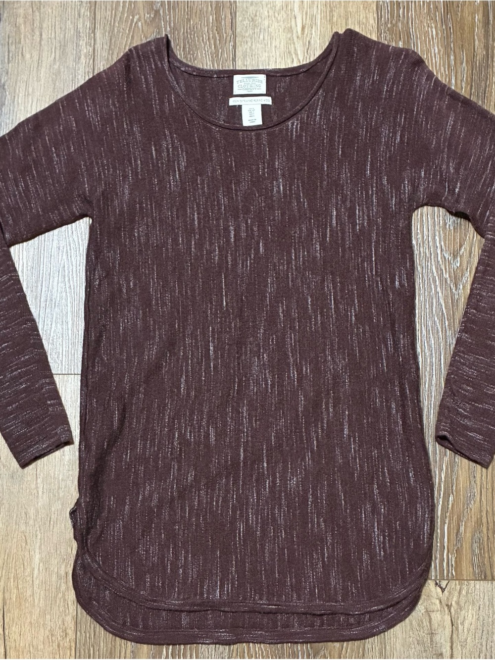 Telluride Clothing Co 100% Extrafine Merino Wool Sweater Marled Brown Womens Sm